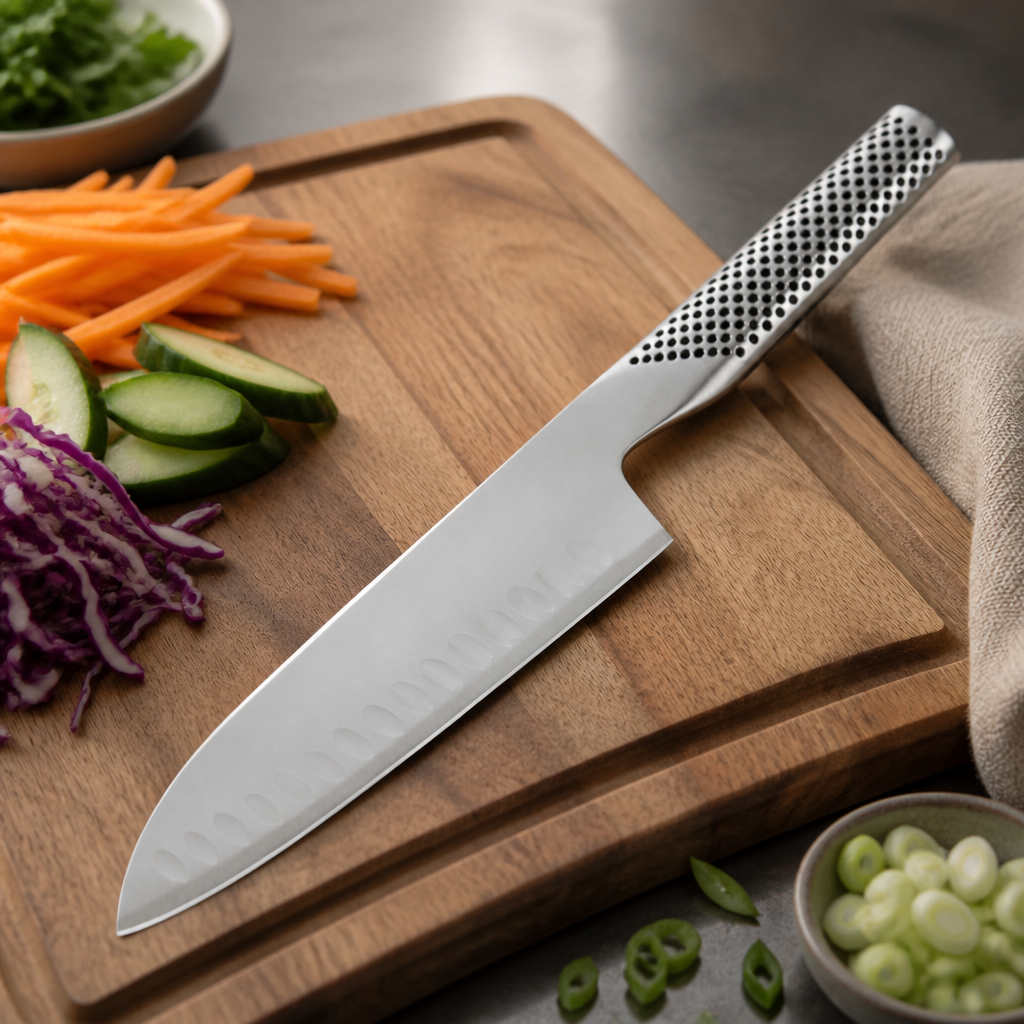 17.8cm Commercial Santoku Fluted Knife Stainless Steel