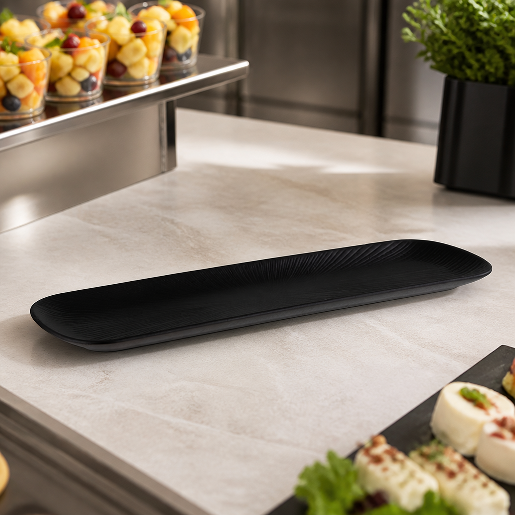Commercial Melamine Tray GN 2/4 Black 530x162mm Durable