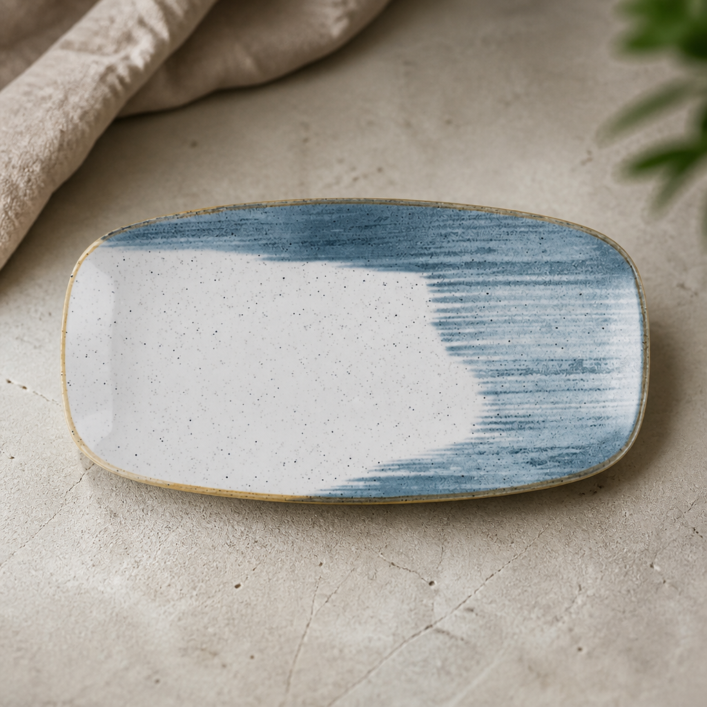 Commercial Oblong Plate Blueberry 287x152mm 12 Pack