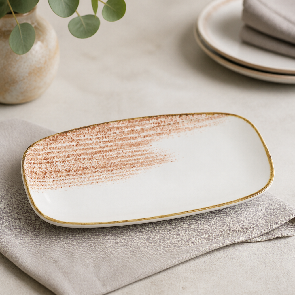 Commercial Oblong Plates Coral 298x153mm 12 Pack