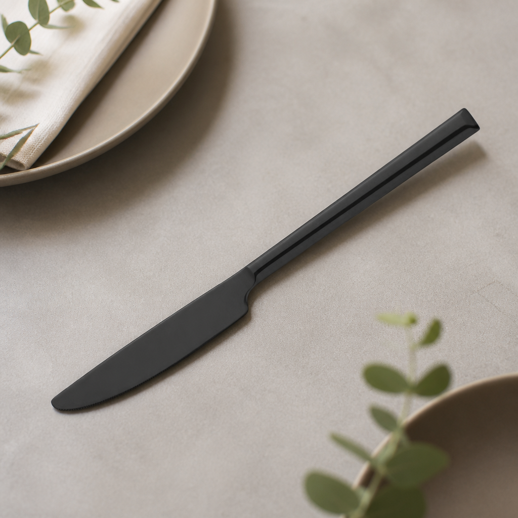 Commercial Black Table Knives Set of 12 - Modern Design