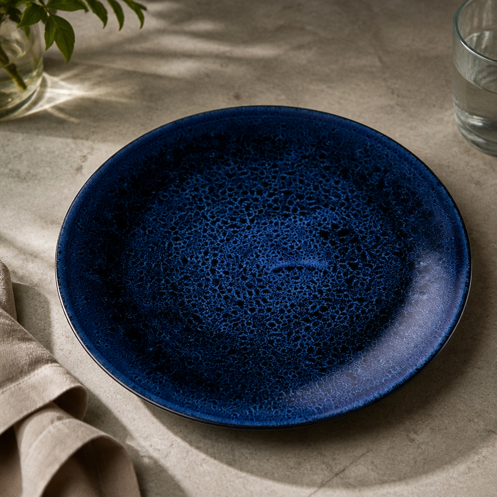 Commercial Coupe Plates 11.25" Blue Plume Design - 12 Pack