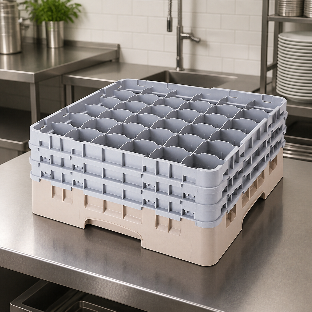 Commercial Glass Rack 36 Compartments Beige Polypropylene 500mm