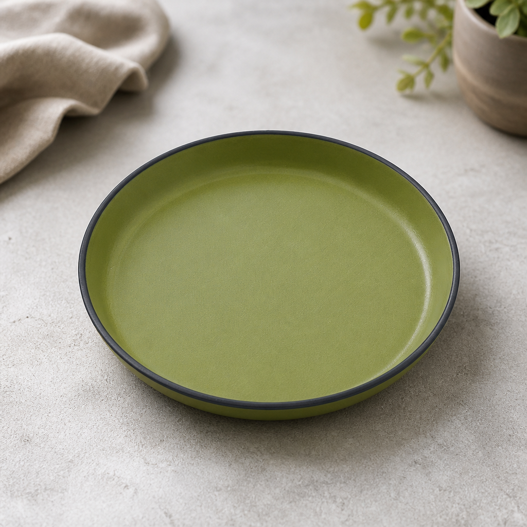 Baja cactus green melamine round bowls 190mm 24 pack