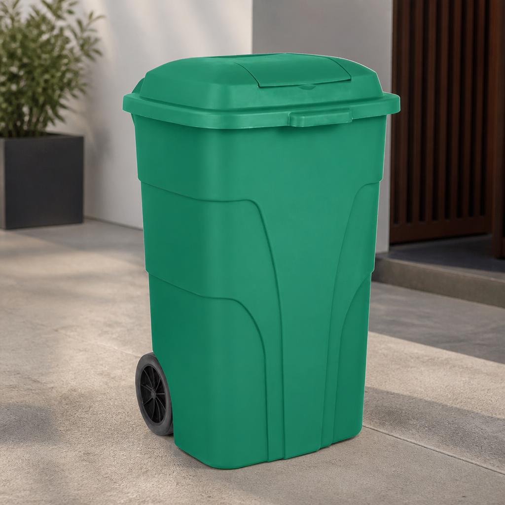 Commercial Green Wheelie Bin 120L with Foot Pedal