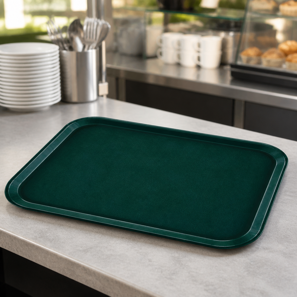 Commercial Non-Slip Fibreglass Rectangular Tray 305x415mm Green