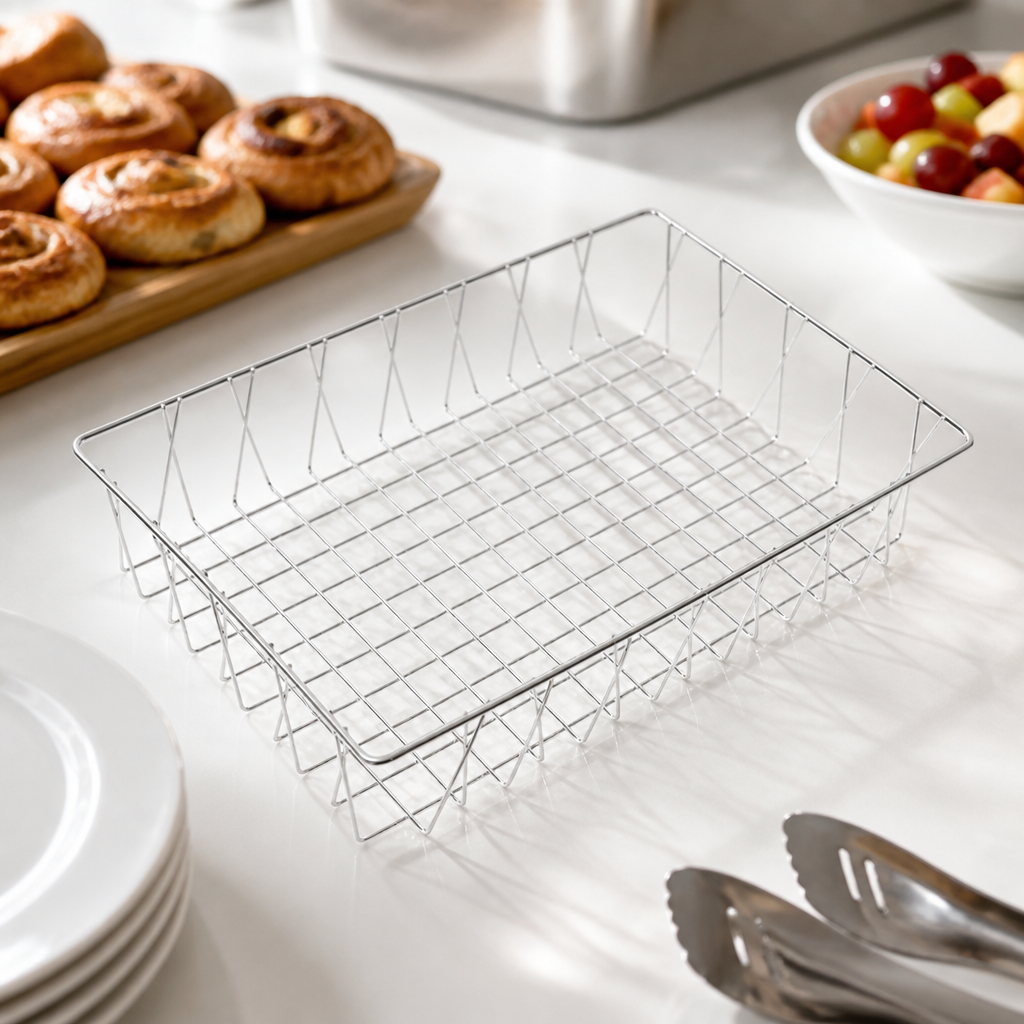 Commercial Stainless Steel Wire Display Basket 450x300x100mm
