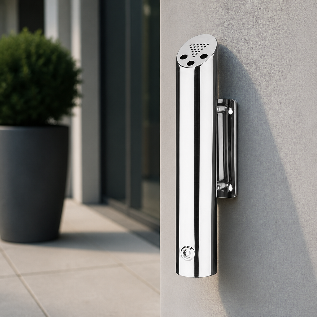 Commercial Wall Mounted Ashtray 1.7 Ltr Stainless Steel