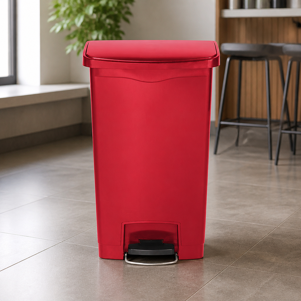 Commercial Step-On Pedal Bin 50L Red Waste Container