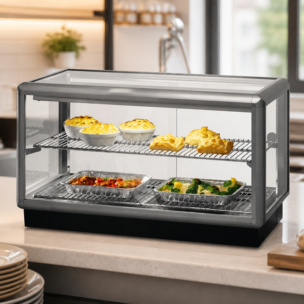 156L Commercial Heated Display Unit 1000mm with Sliding Doors