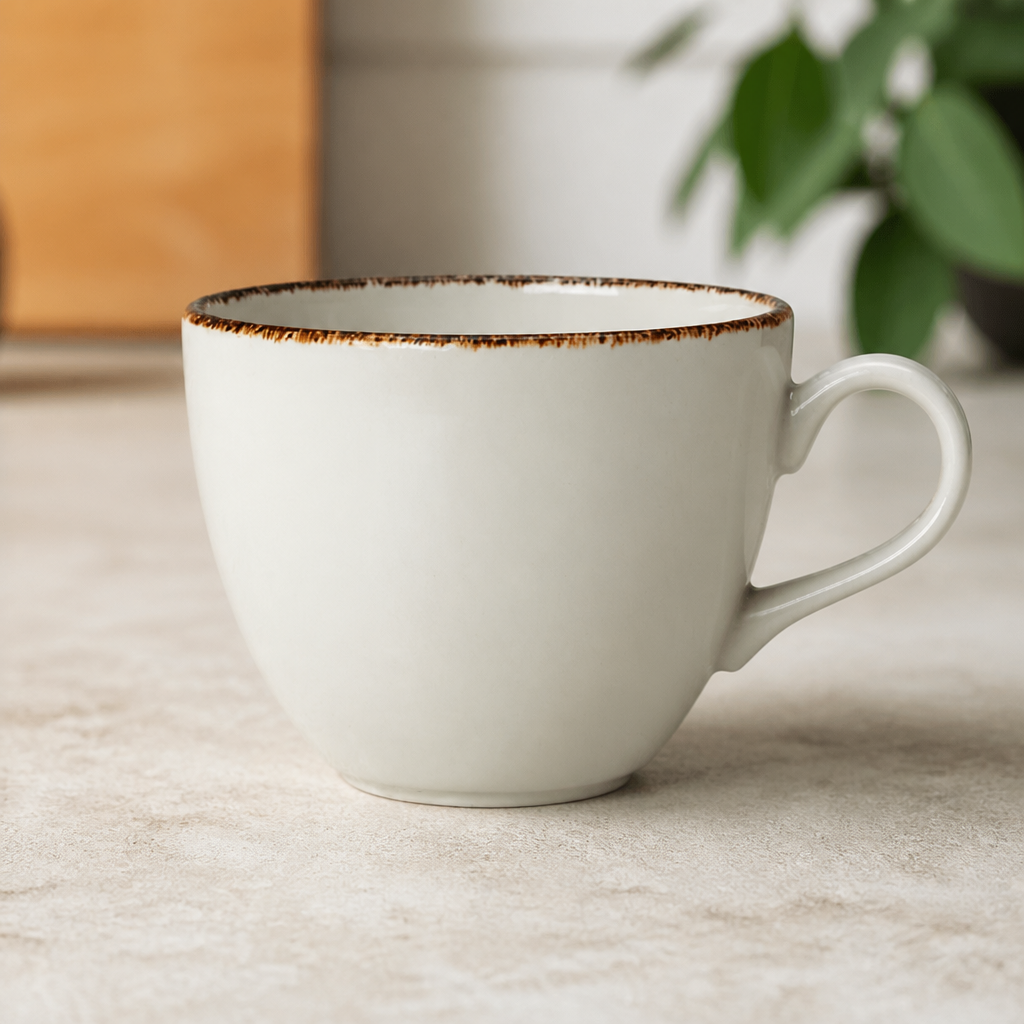 Commercial Brown Dapple Cups 285ml - 36 Pack Vitrified Ceramic