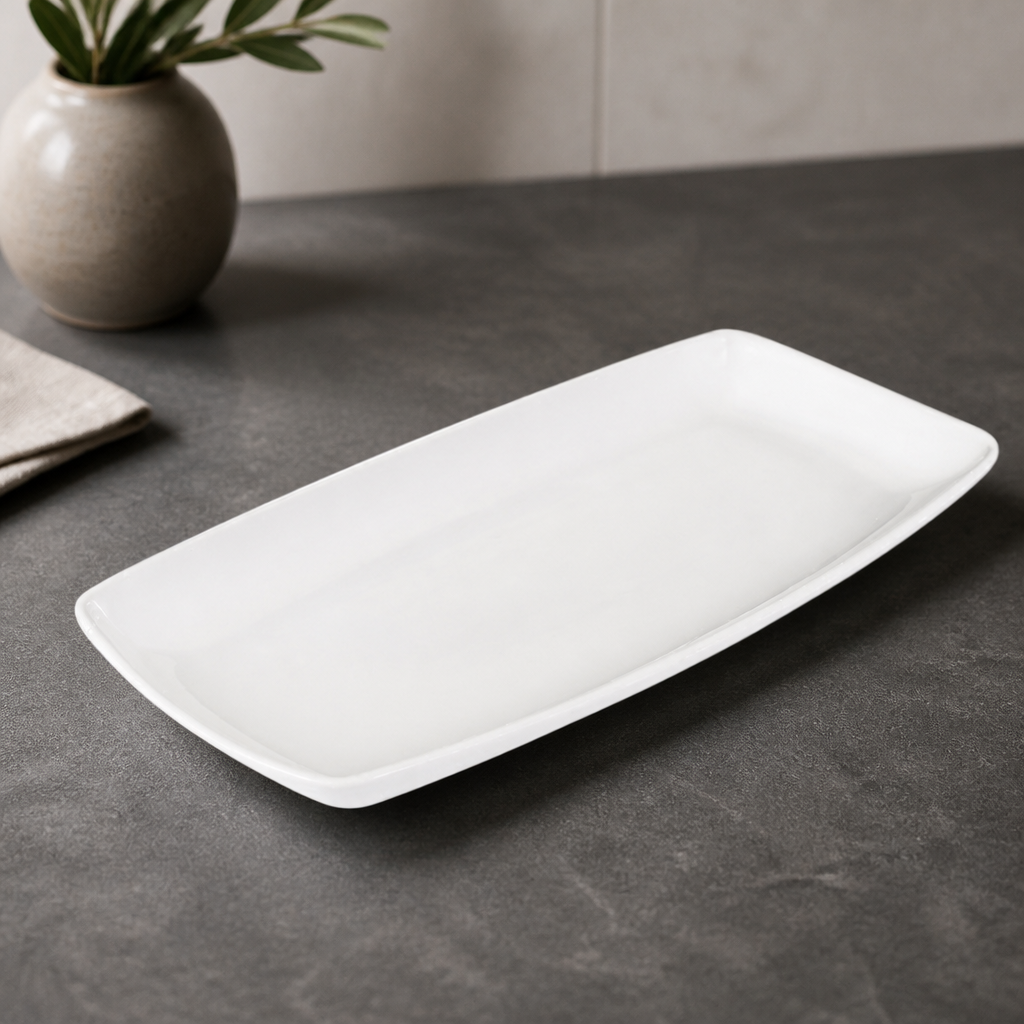 Commercial Oblong Plates 350x185mm Porcelain 6 Pack