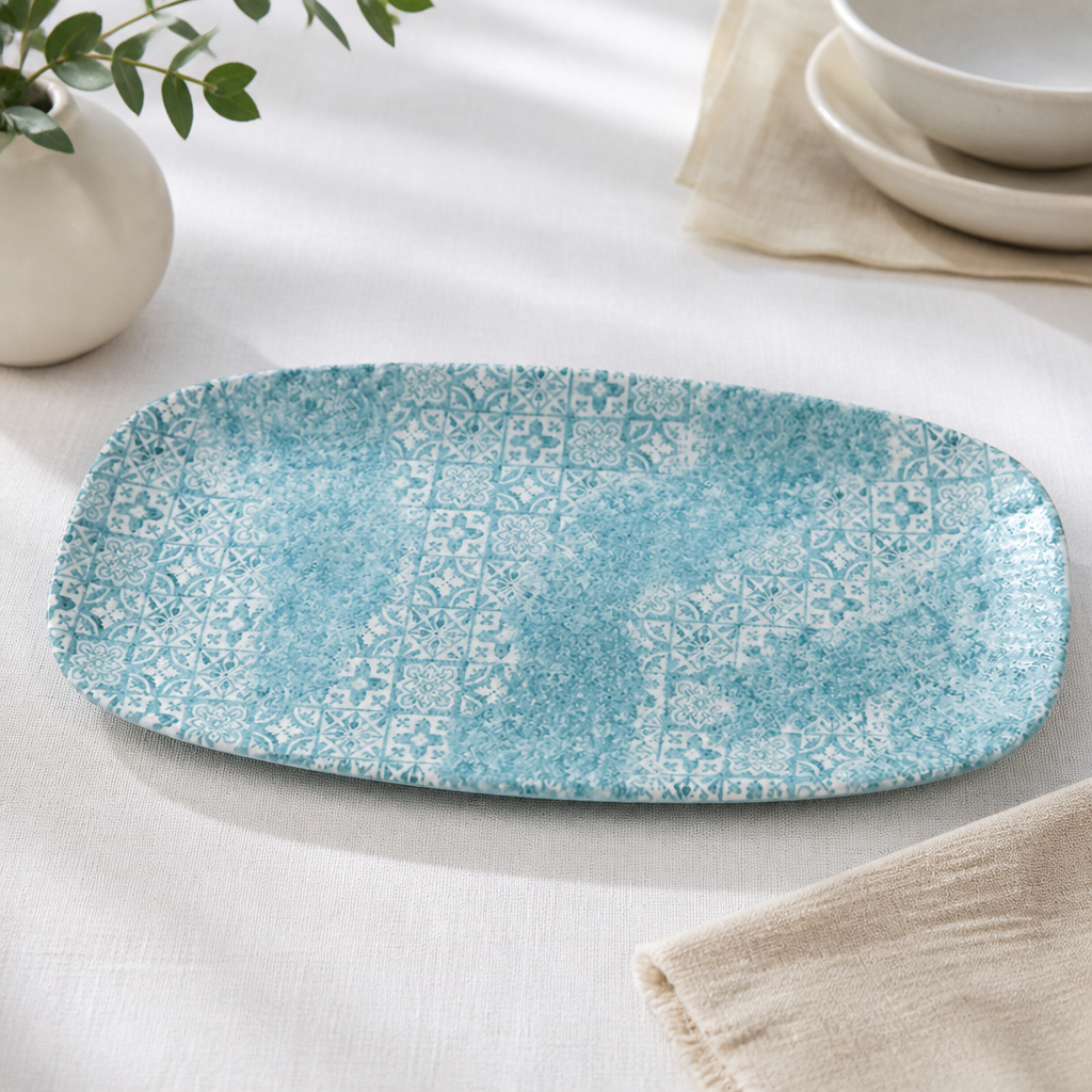 Commercial Oblong Plates Aquamarine 298x152mm 12 Pack