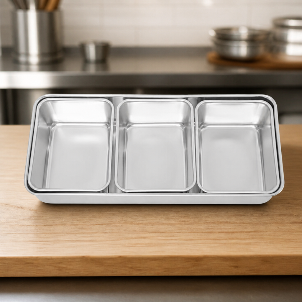Commercial Yakumi Pan Condiment Holder with 3 Large Inserts