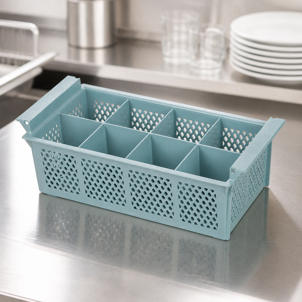 Commercial Cutlery Storage Basket 130mm High Blue