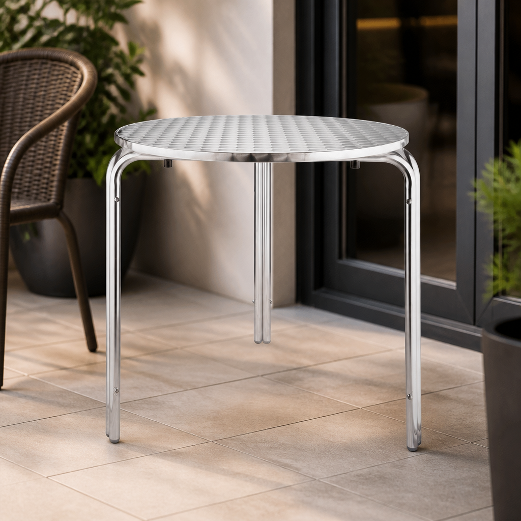 700mm Stainless Steel Outdoor Bistro Table Stackable Design