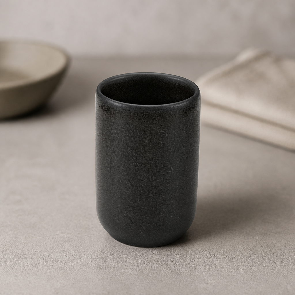 Commercial Handleless Mugs 380ml Black Tableware Set of 6