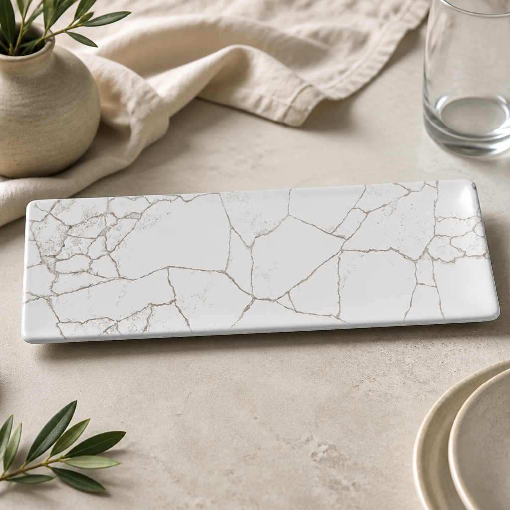 Commercial Kintsugi Oblong Plates 330x110mm 6 Pack