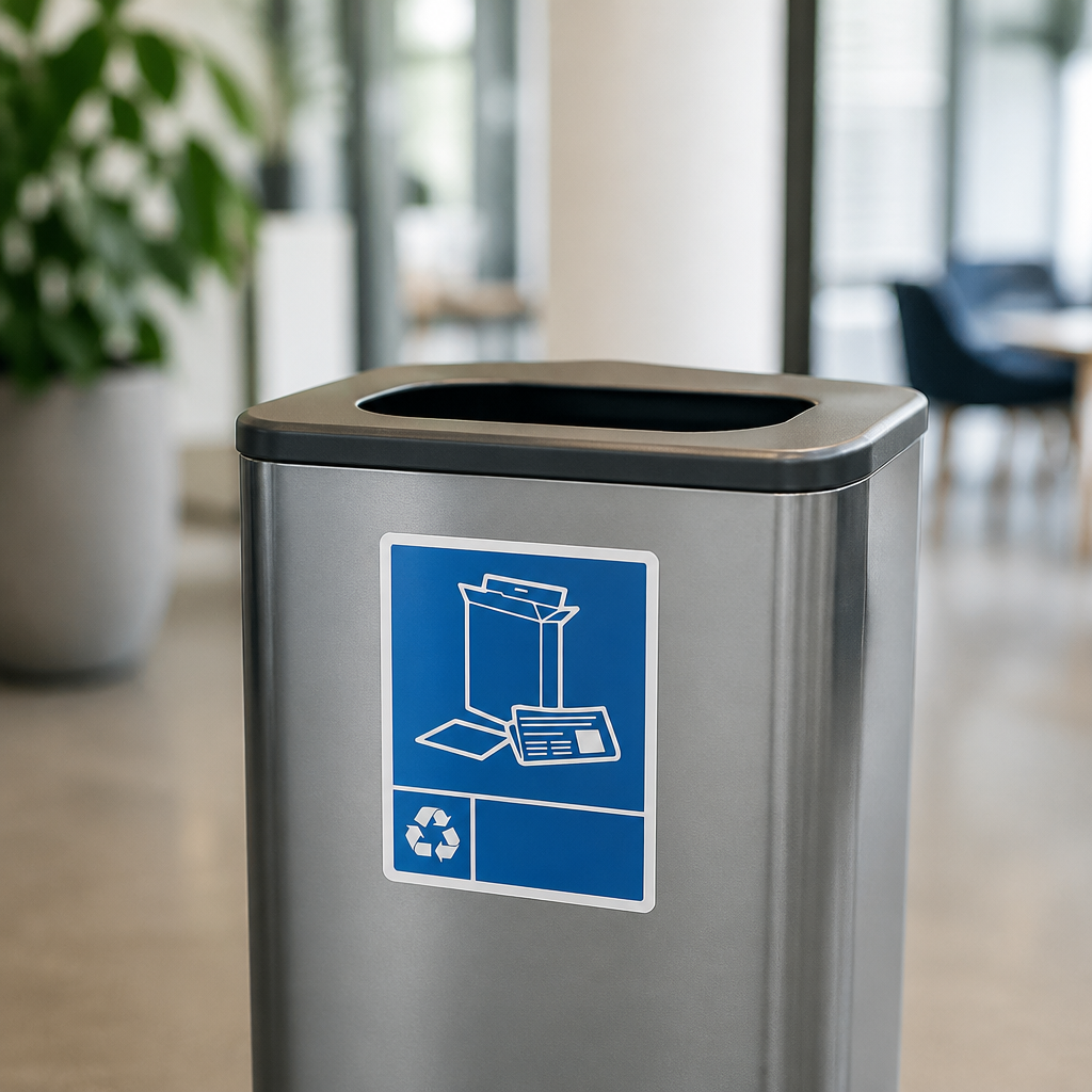 Mixed Paper & Card Recycling Label for Slim Bins