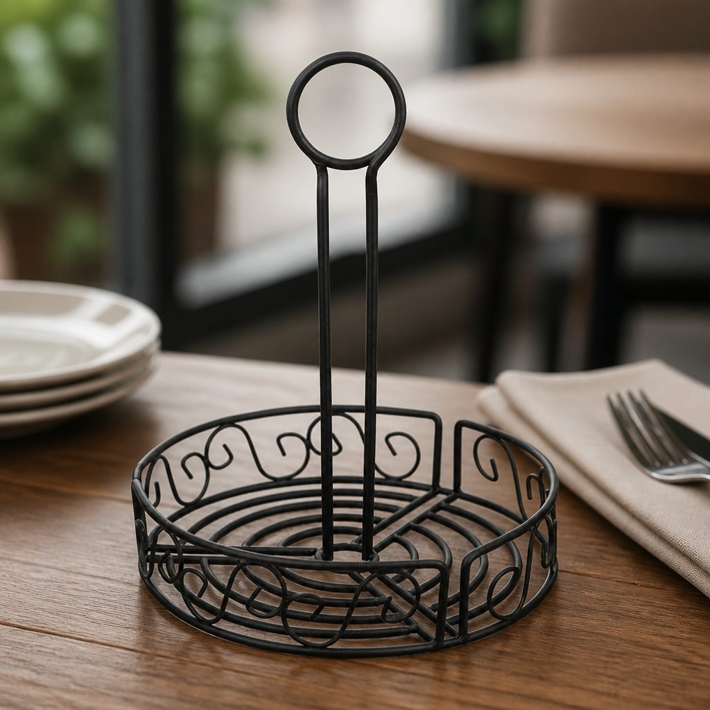 Commercial Wire Condiment Holder with Handle for Restaurants