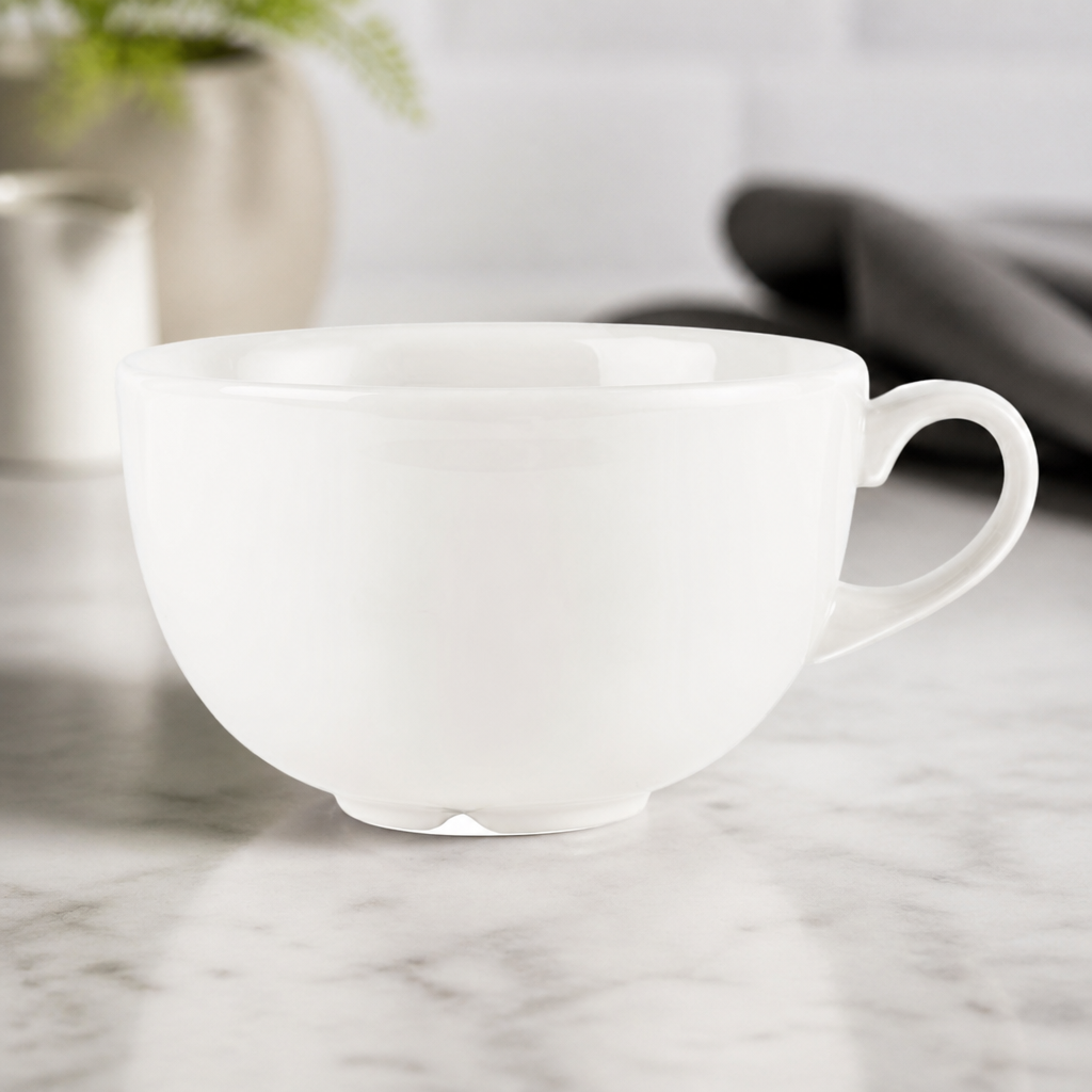 Commercial Cappuccino Cups 440ml Plain Whiteware 6 Pack