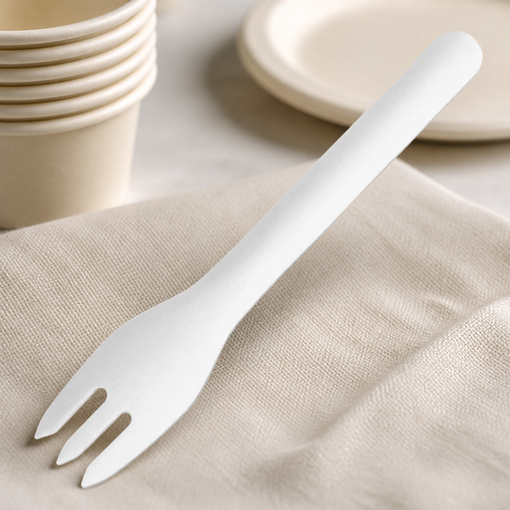 Compostable Paper Forks 155mm - 100 Pack Disposable Cutlery