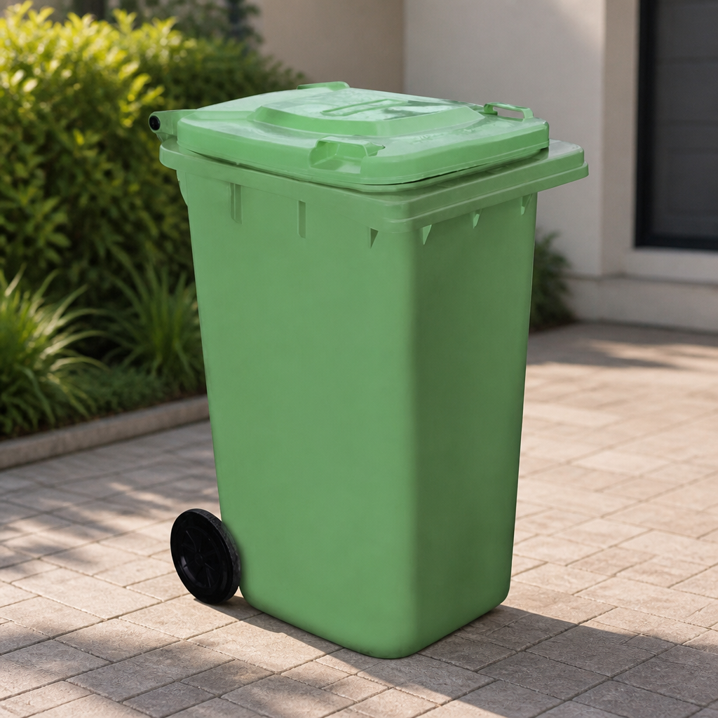 240L Green Wheelie Bin for Commercial Waste Management