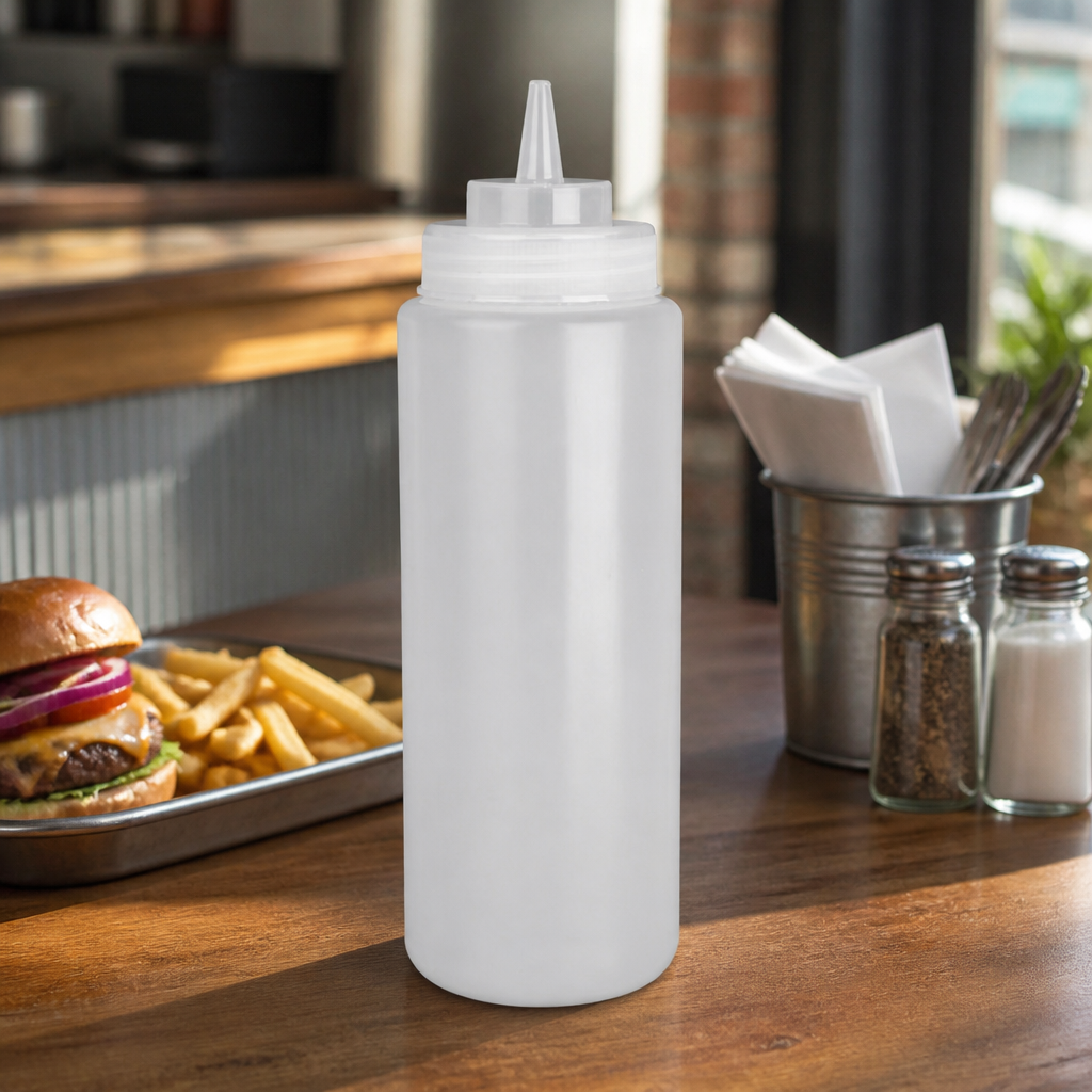32oz Commercial Clear Wide Neck Squeeze Sauce Bottle