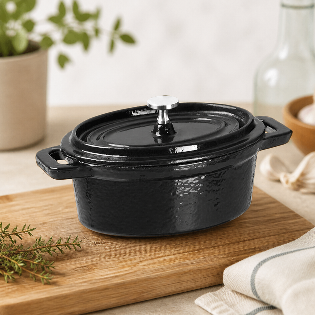 Commercial Cast Iron Oval Mini Pot 315ml Black