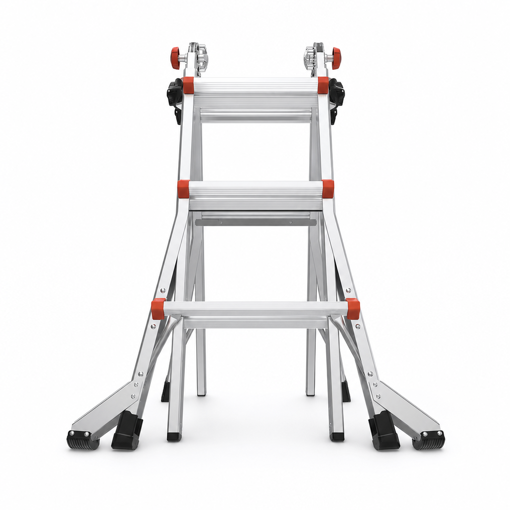 Adjustable A-Frame and Extension Ladder with 3 to 6 Rungs