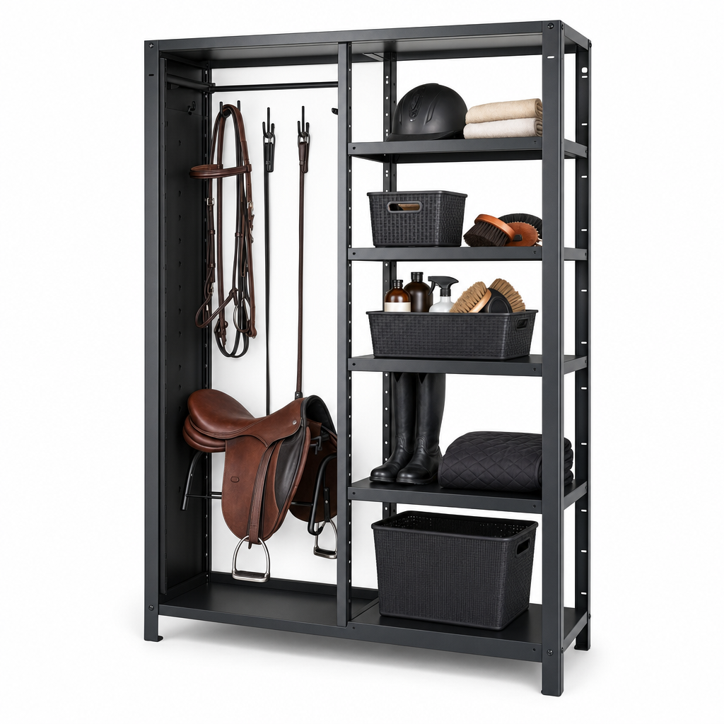 Adjustable Equestrian Storage Bay with Steel or Melamine Shelves