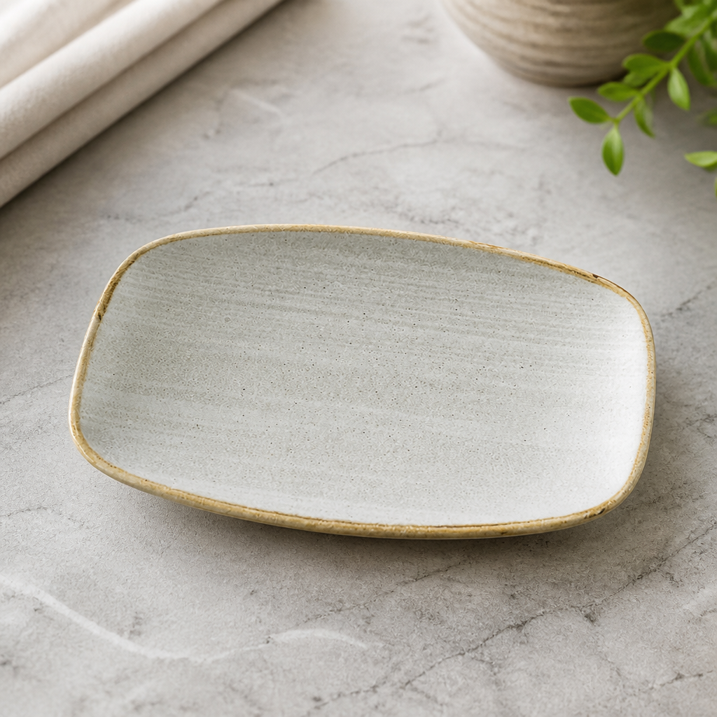 Commercial Oblong Chef's Plates 200mm Grey 12 Pack