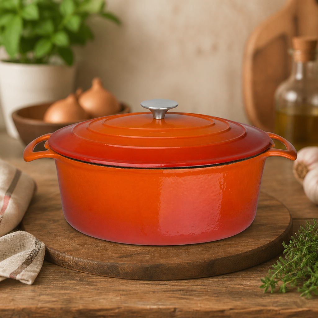 6Ltr Cast Iron Oval Casserole Dish for Commercial Cooking