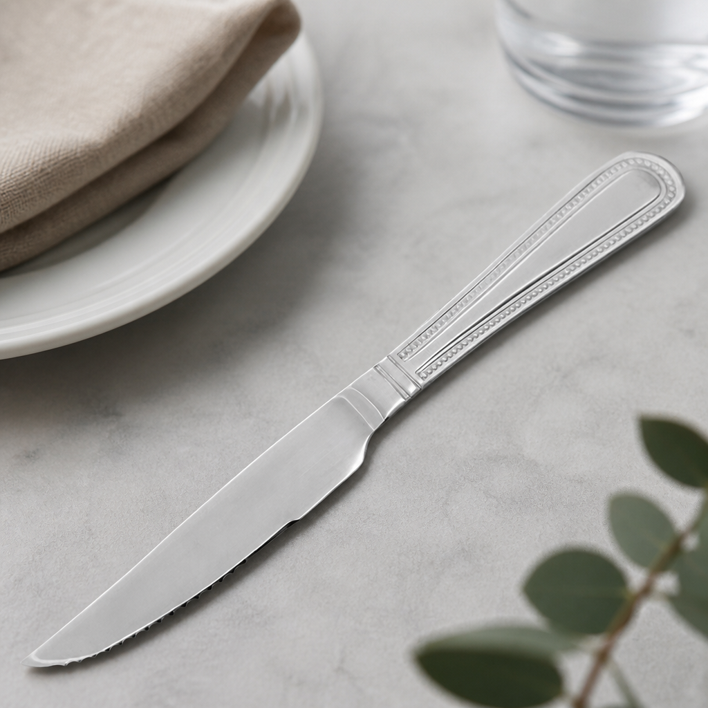 Commercial Bead Steak Knives Set of 12 - 225mm Stainless Steel