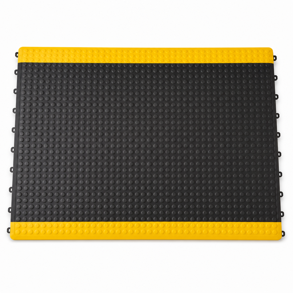 Anti-Fatigue Bubble Mat Tiles 900 x 1200mm Black/Yellow