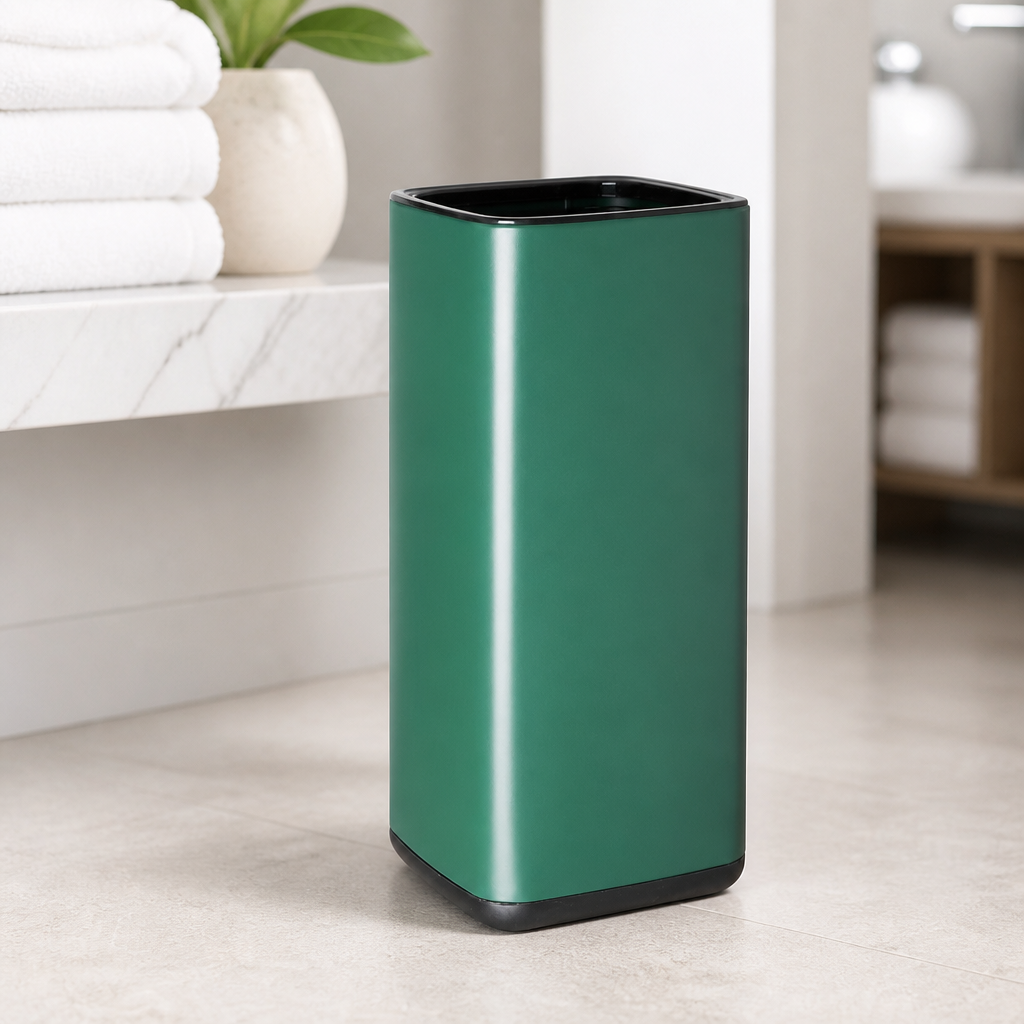 Commercial Square Waste Bin Green 10Ltr Polypropylene