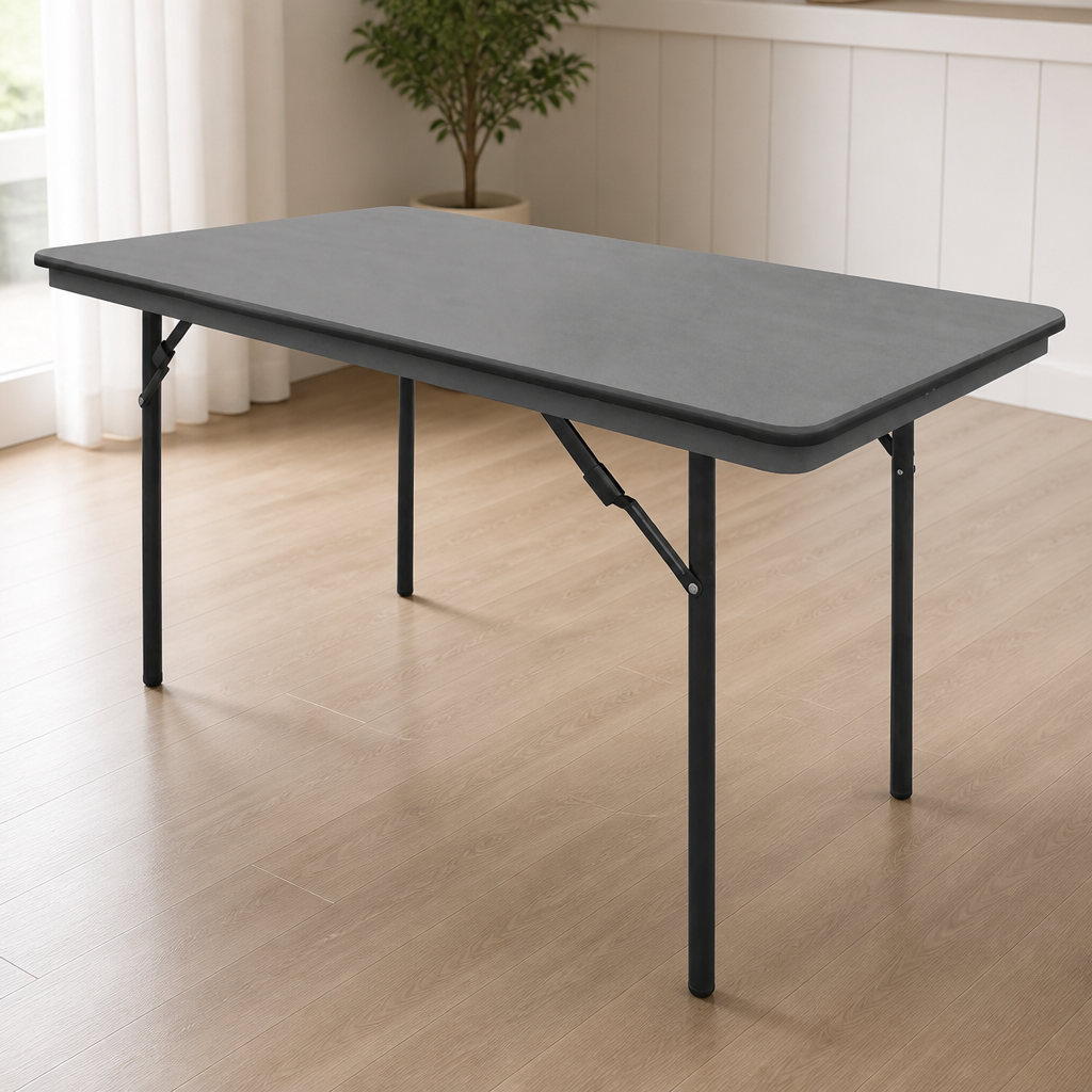 Commercial 4ft Rectangular Folding Table Grey Indoor Use