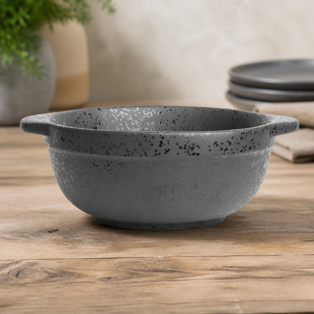 Commercial Eared Bowls 640ml Set of 4 Stoneware Charcoal