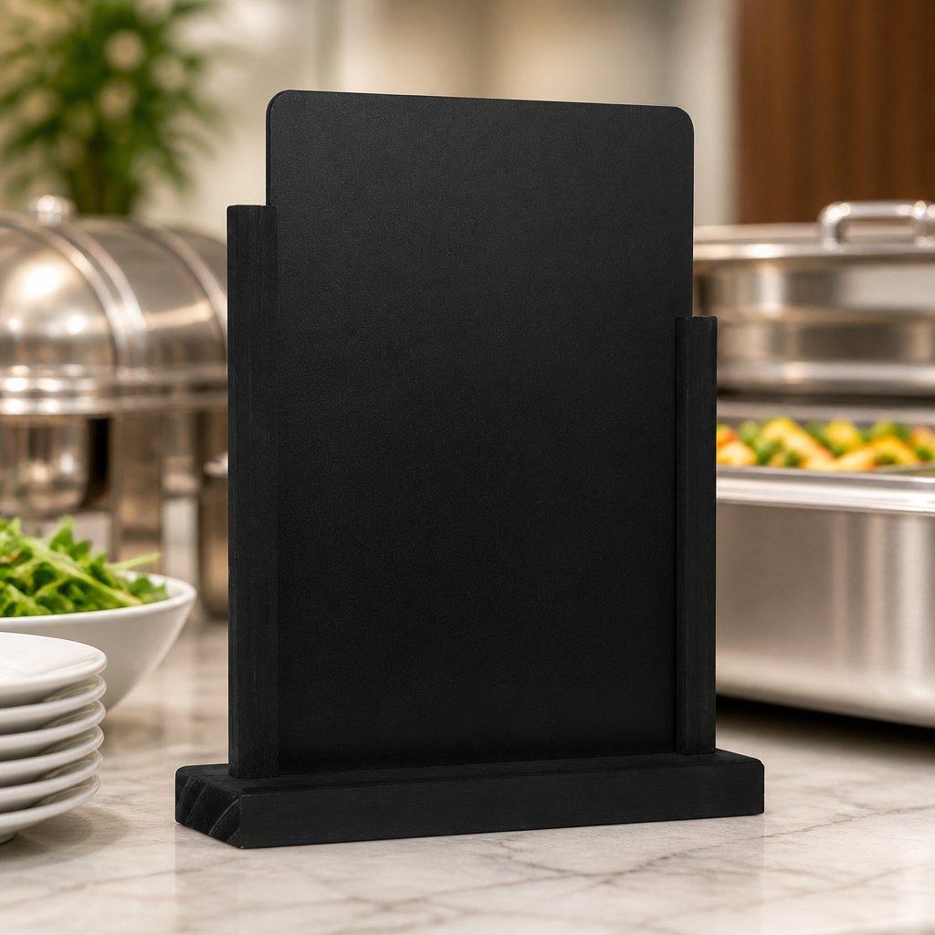 Commercial Tabletop Blackboard 297mm x 210mm Black Wood Effect