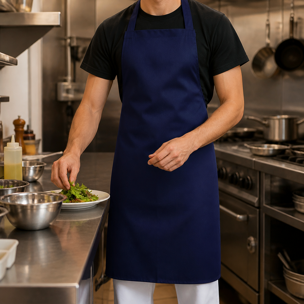Commercial Staff Bib Apron Navy Blue One Size Fits All