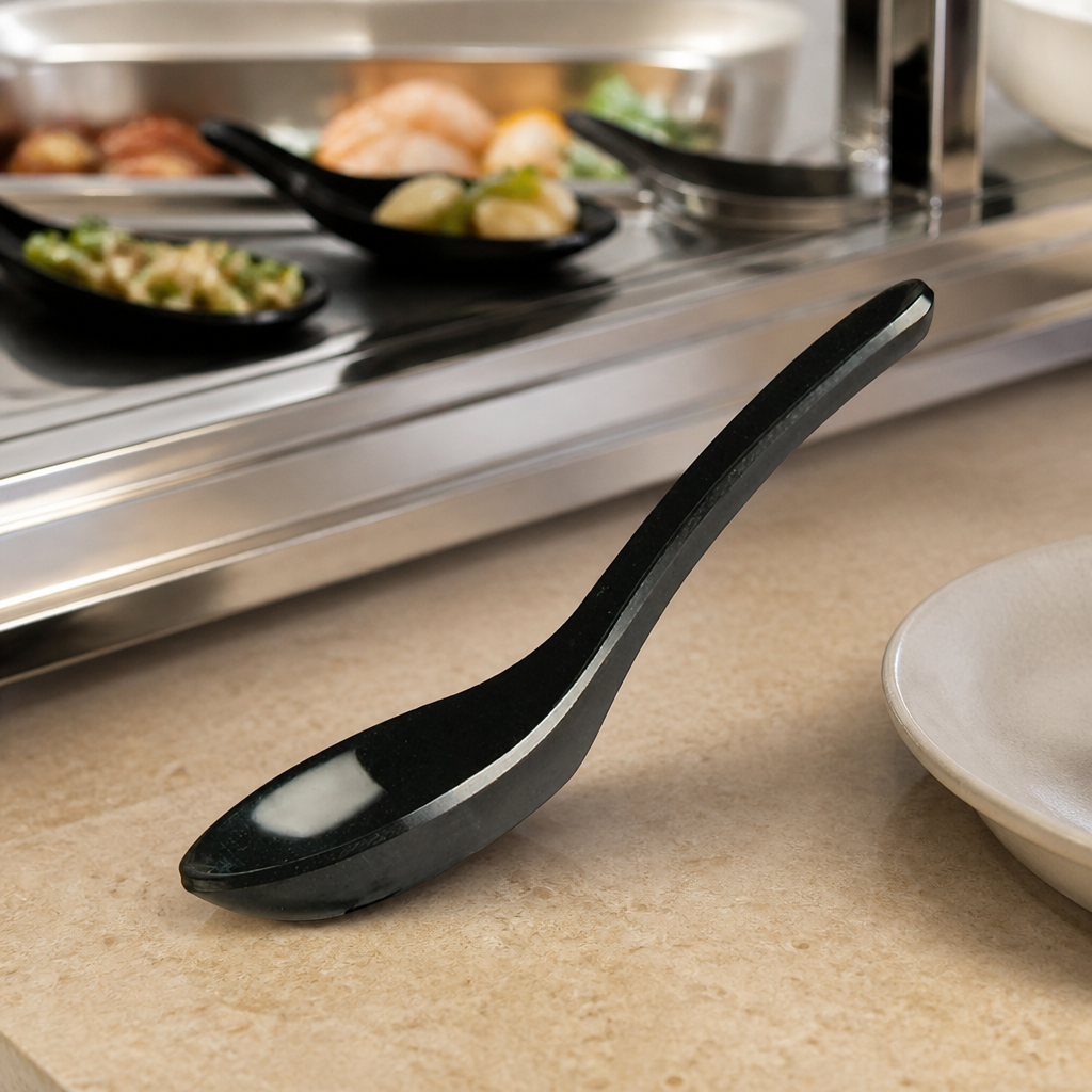 Commercial Melamine Canape Spoons Black 1345x130mm Pack of 12