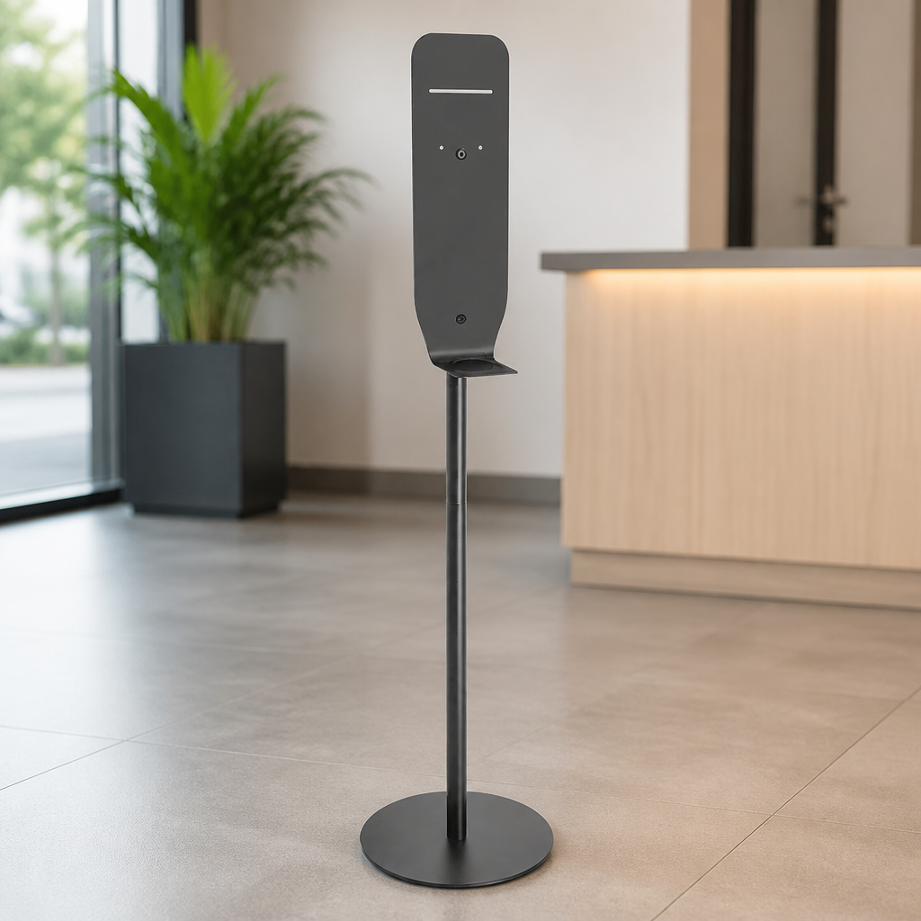 Commercial Soap Dispenser Stand Black with Drip Tray 1485mm