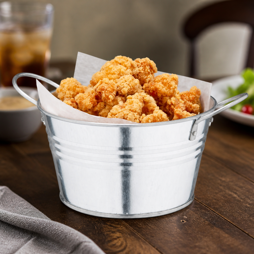 150mm Commercial Mini Metal Shallow Food Bucket for Dining