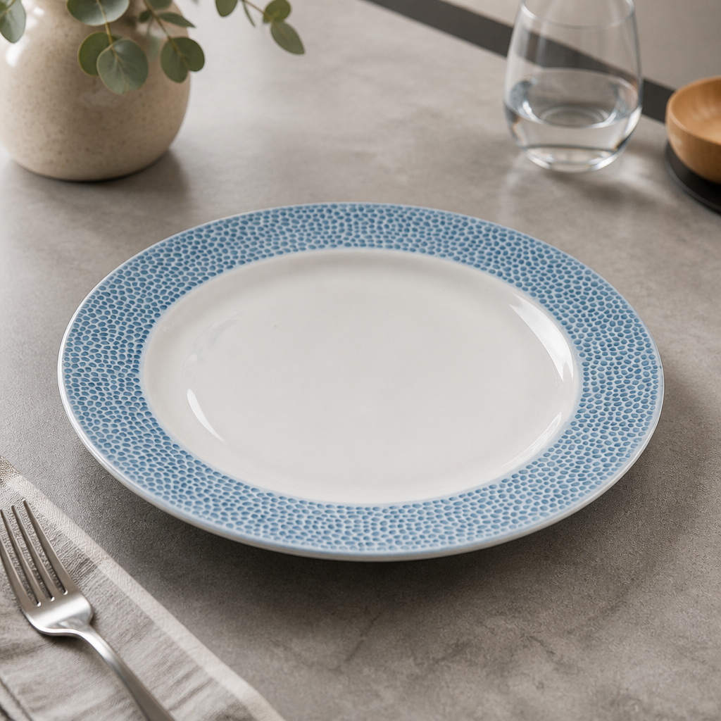 Commercial Footed Plates Ocean Blue 276mm for Seafood Dishes