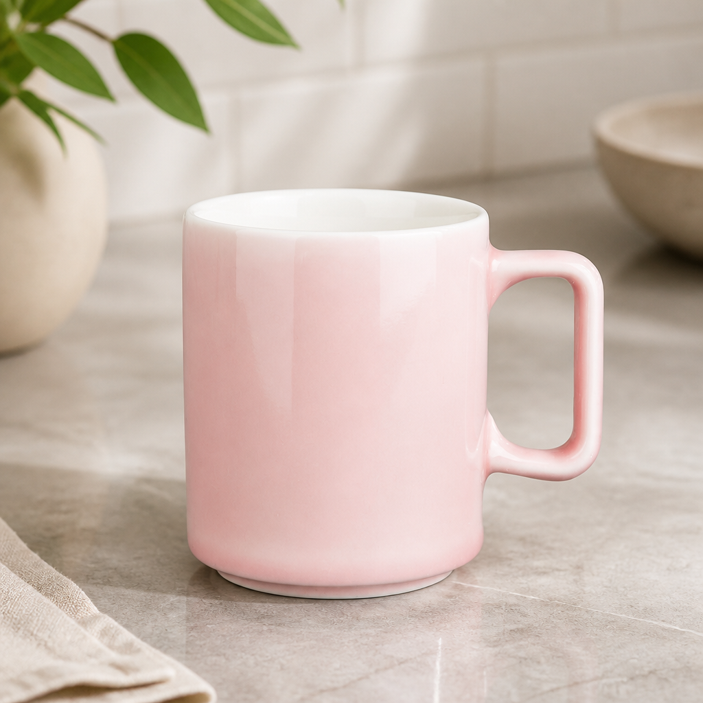 Commercial Fondant Mugs 340ml Pink Porcelain Set of 6