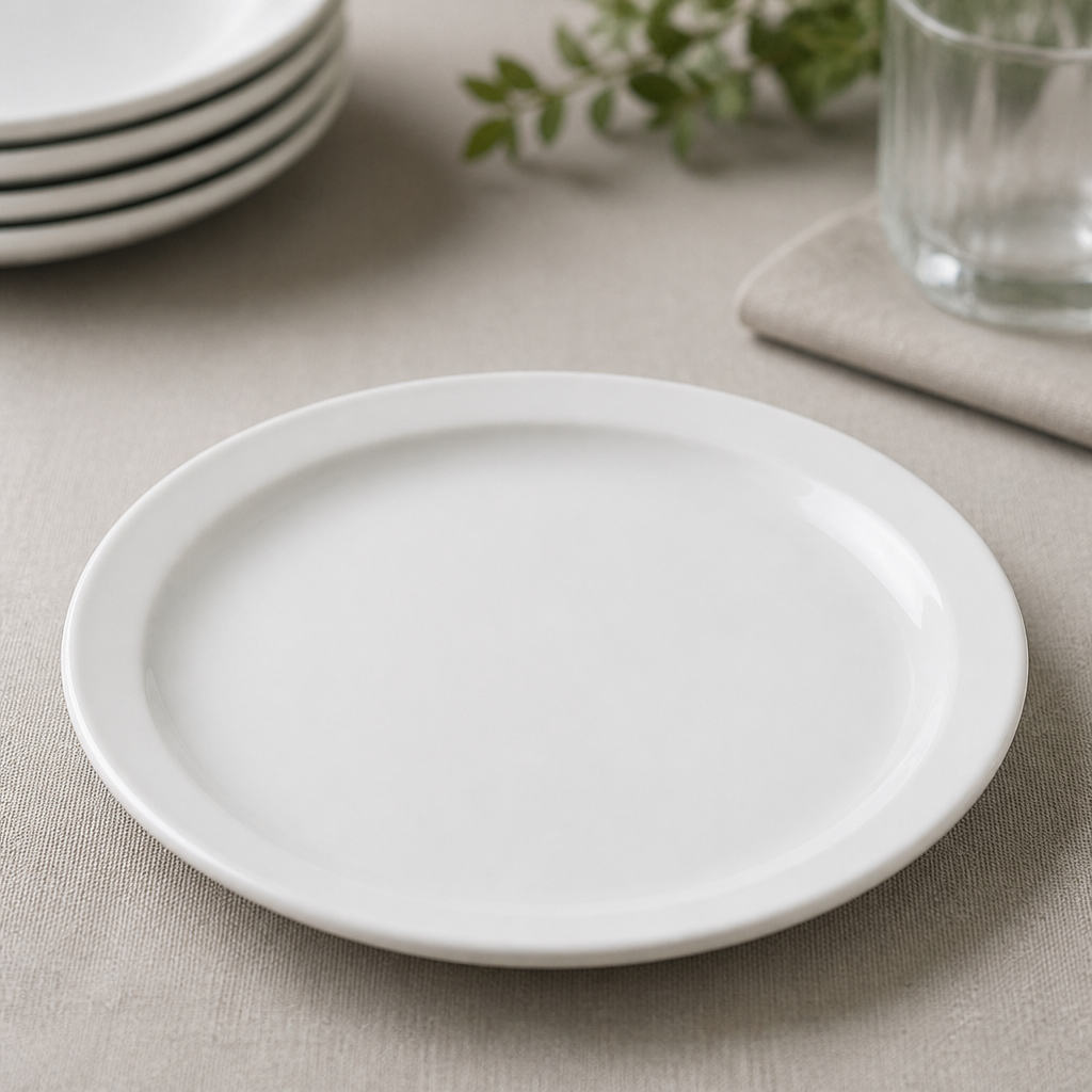 Commercial Narrow Rimmed Plates 250mm Porcelain 12 Pack