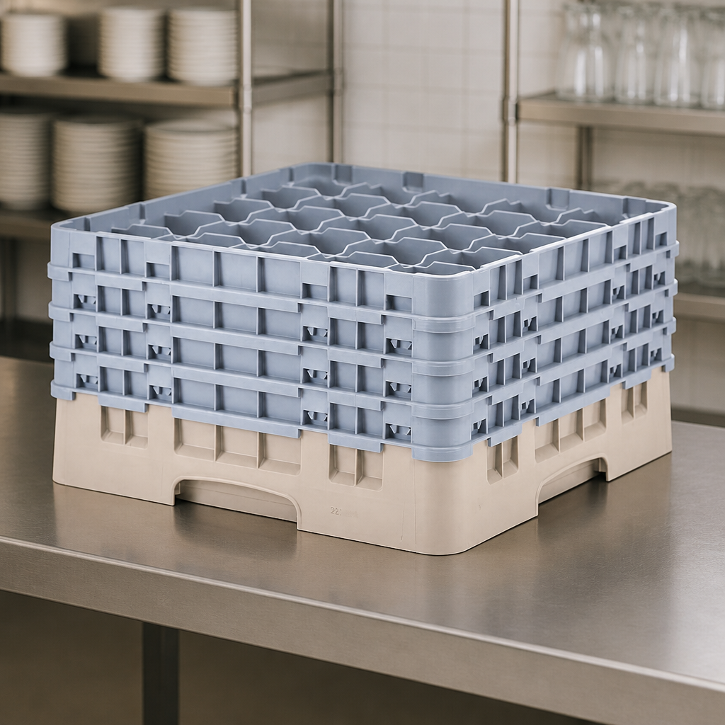 Commercial Glass Rack 25 Compartments Max Height 238mm Beige