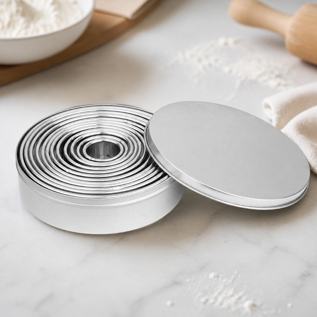 Commercial Stainless Steel Round Cookie Cutters 12 Pack