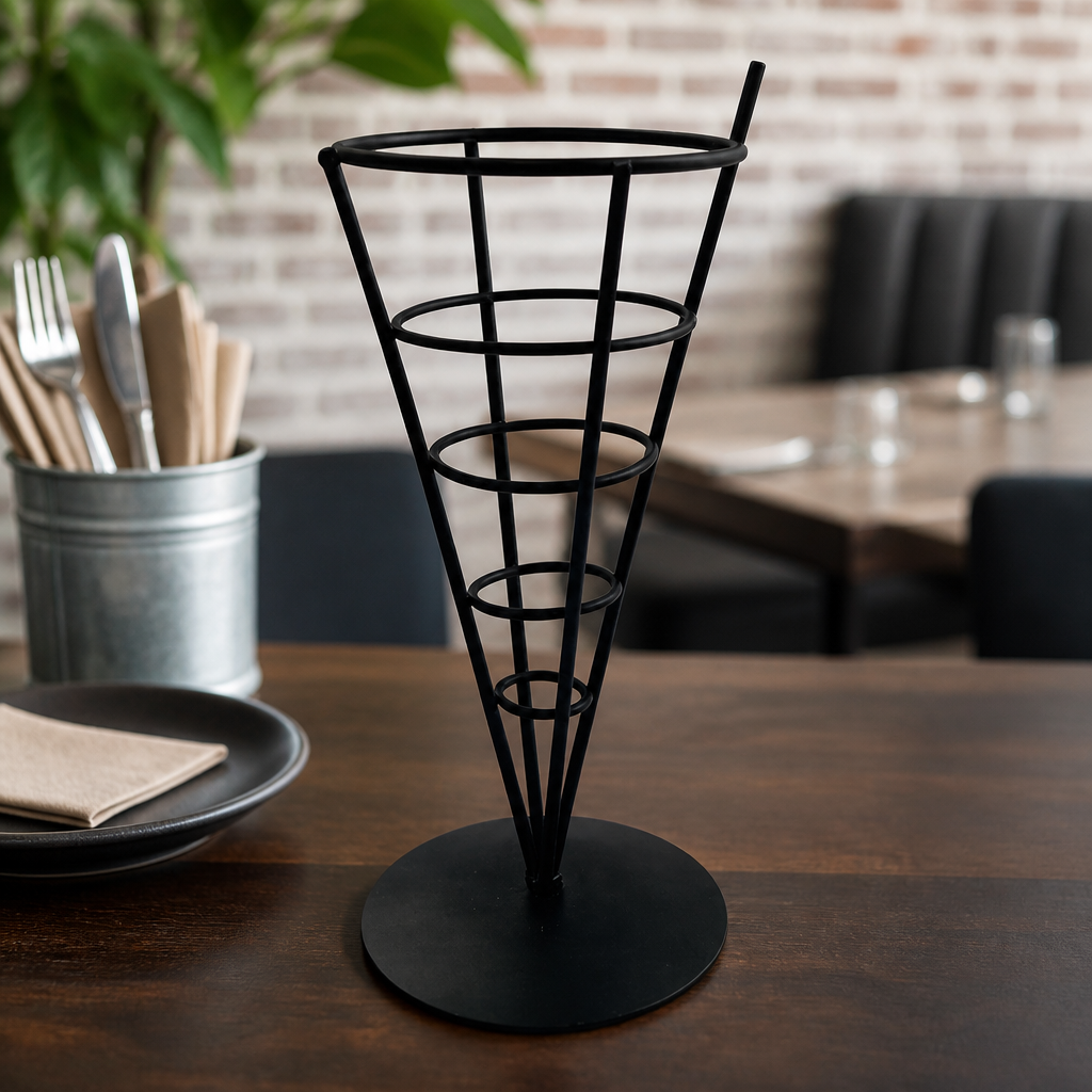 Commercial Wire French Fry Cone Holder Black 241mm Height