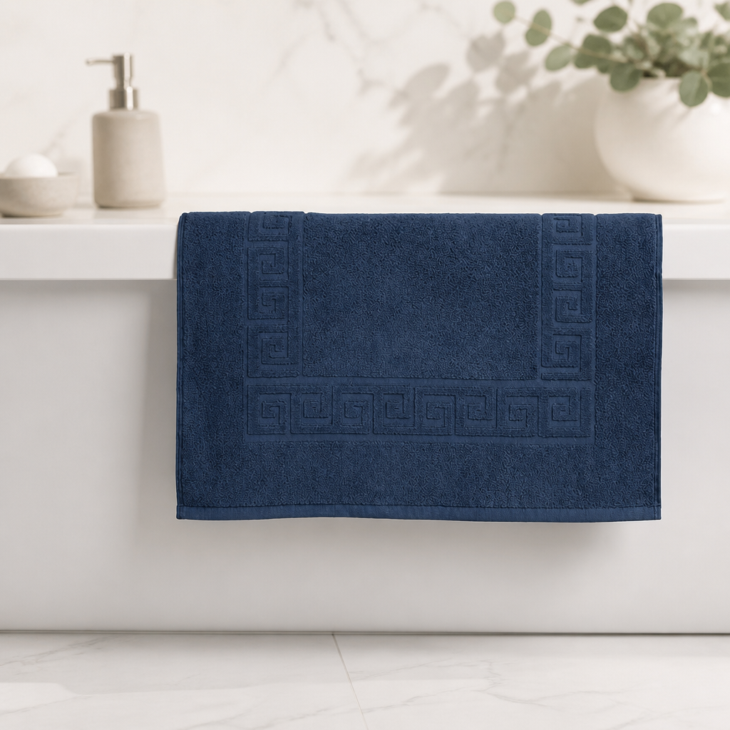 Commercial Cotton Bath Mat Navy 700gsm Non-Slip Design